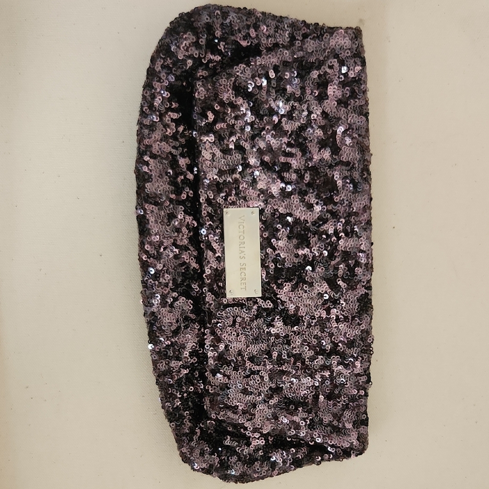 Victoria's Secret Black and Pink Sequin Pouch